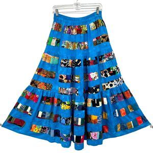 Vintage Maxi Skirt Patchwork Full 156" Sweep Size Medium‎ Hippie Nativewear Boho